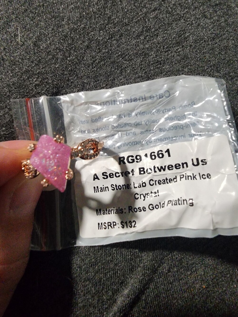 Rose Gold Plating Pink Ice Crystal Ring
